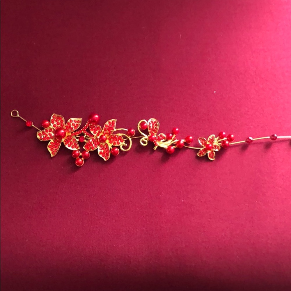 Wedding Hair Accessories Red Flowers